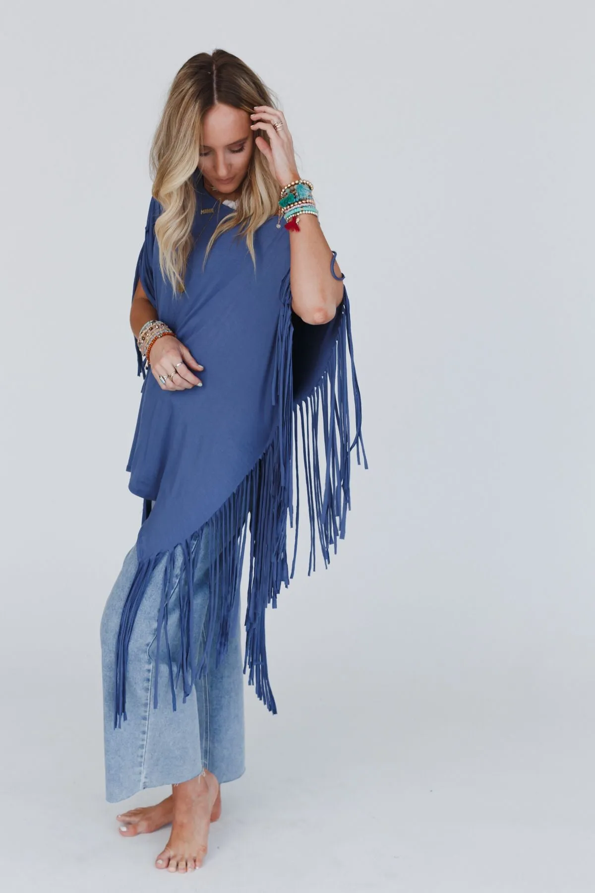 Showstopper Fringe Top - Denim