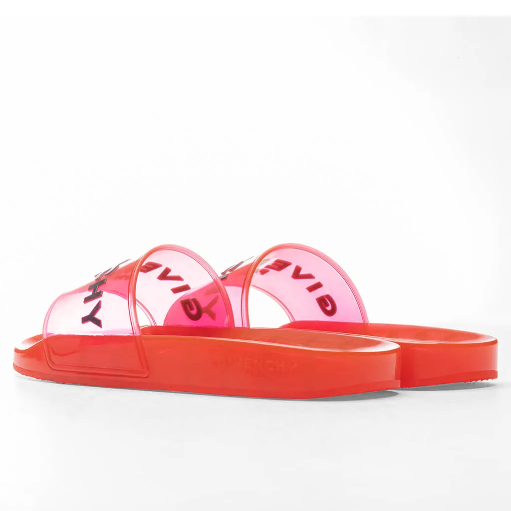 Slide Transparent Sandal - Red