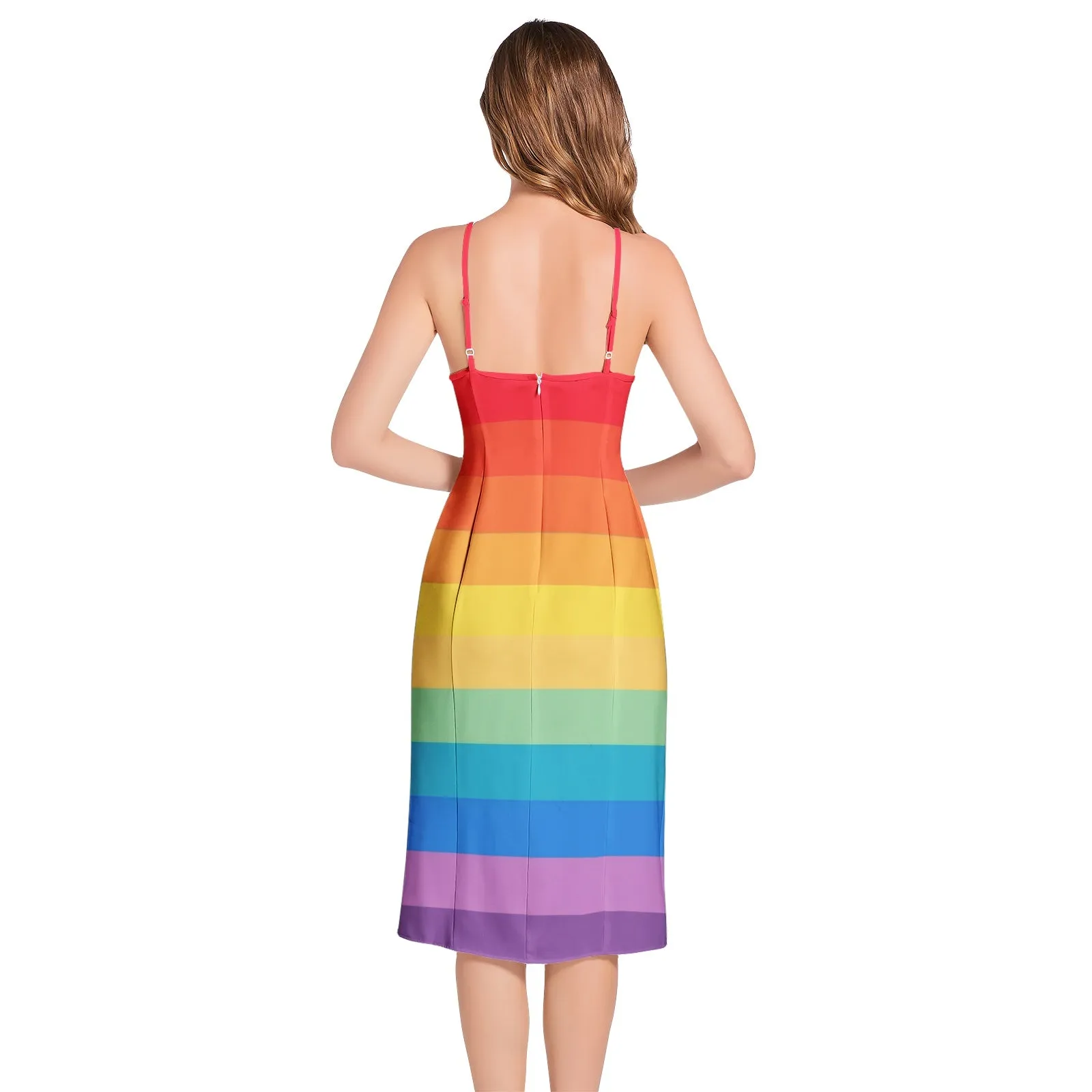 Spectral Bars Split Thigh V-Neck Cami Dress