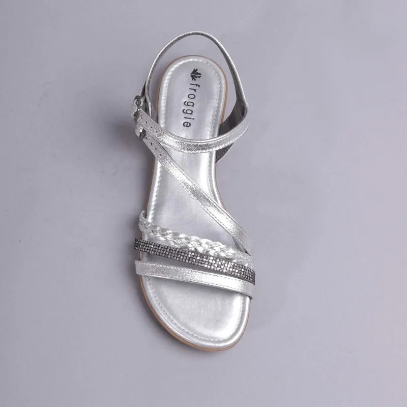 Strappy Diamante Sandal in Silver - 12421