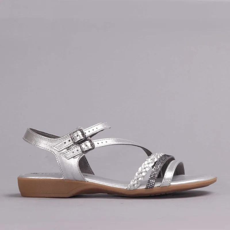 Strappy Diamante Sandal in Silver - 12421