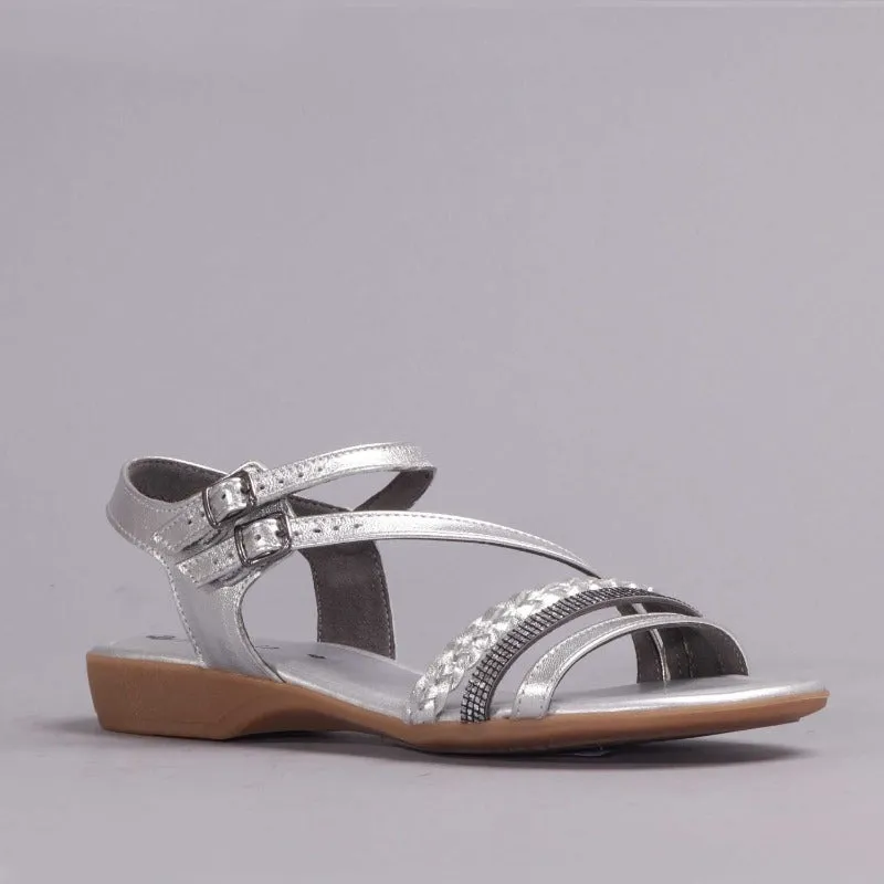 Strappy Diamante Sandal in Silver - 12421