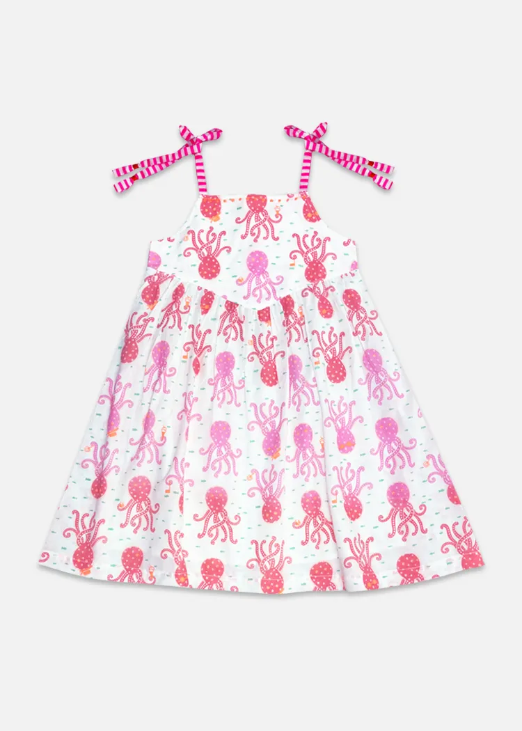 Summer Party Girls Dress - Octopus