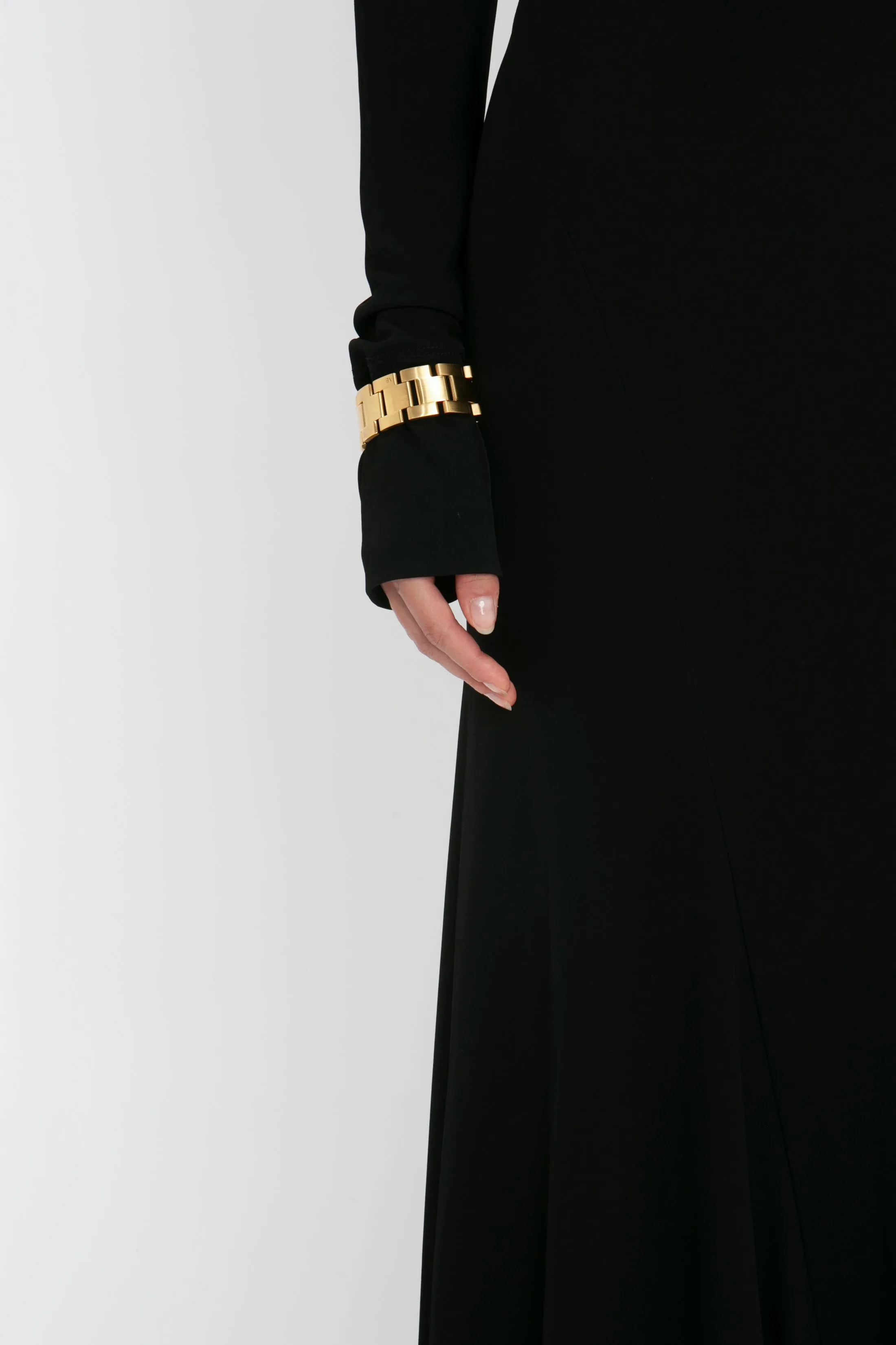 Tie Detail Floor-Length Dress in Black