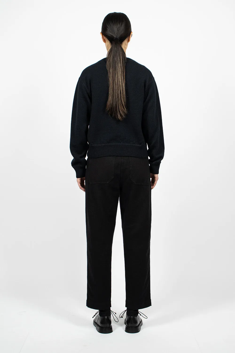 Worn Linen Cotton Drill Trouser Black