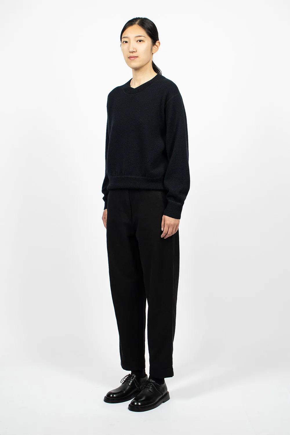 Worn Linen Cotton Drill Trouser Black